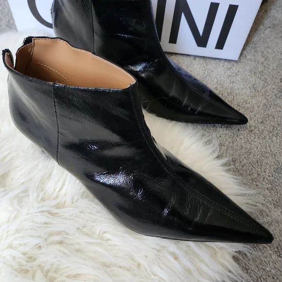 Ganni Glossy Black Ankle Boots - Picture 5 of 6